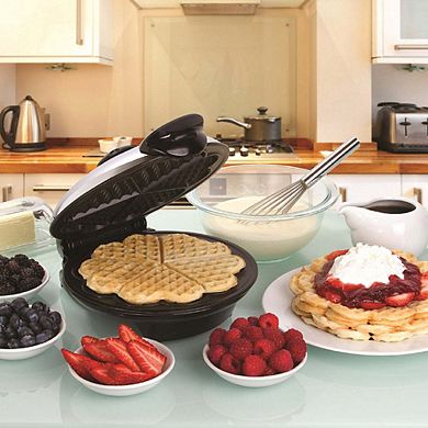 Waffle Maker; W/heart Design, Temperature Control, 8" Ceramic Coating, 850 Watt