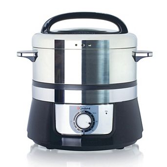 Electric Food Steamer; Stainless Steel, Black Small 3.2l Capacity - 1200 watt