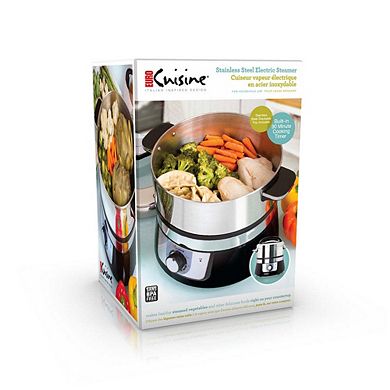 Electric Food Steamer; Stainless Steel, Black Small 3.2l Capacity - 1200 Watts