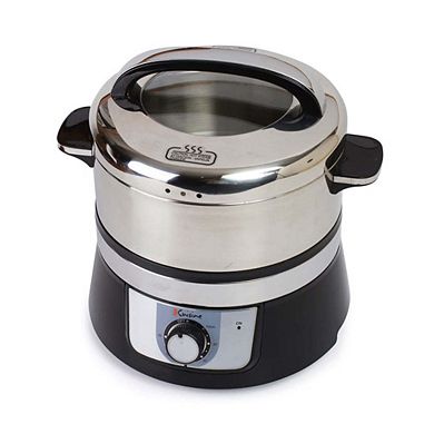 Electric Food Steamer; Stainless Steel, Black Small 3.2l Capacity - 1200 Watts