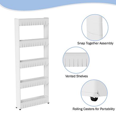 Lavish Home Tiered Slim Rolling Storage Cart