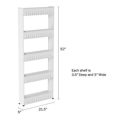 Lavish Home Tiered Slim Rolling Storage Cart