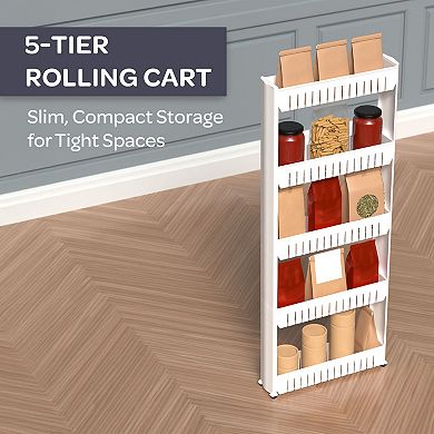 Lavish Home Tiered Slim Rolling Storage Cart