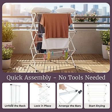 Lavish Home Collapsible Clothes Drying Rack, White