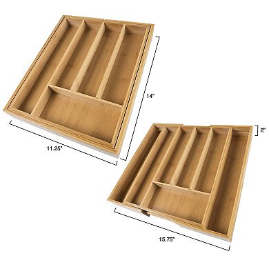 Lavish Home Bamboo Expandable Utensil Drawer Organizer