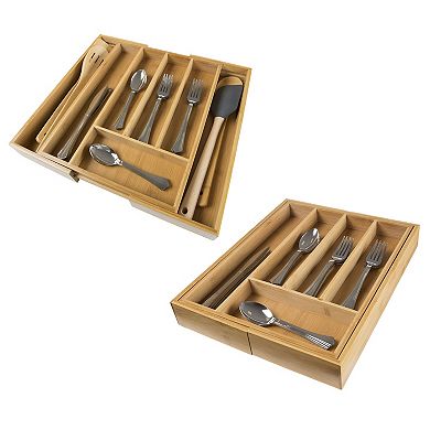 Lavish Home Bamboo Expandable Utensil Drawer Organizer