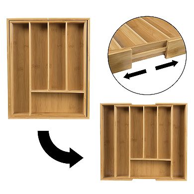 Lavish Home Bamboo Expandable Utensil Drawer Organizer
