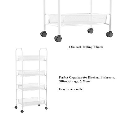 Lavish Home Narrow 4-Tier Rolling Cart