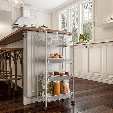 Lavish Home Narrow 4-Tier Rolling Cart