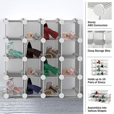 Lavish Home 16 Cube Organizer with Interlocking, Customizable & Stackable Shelving