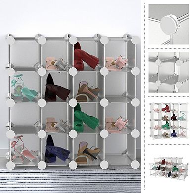 Lavish Home 16 Cube Organizer with Interlocking, Customizable & Stackable Shelving