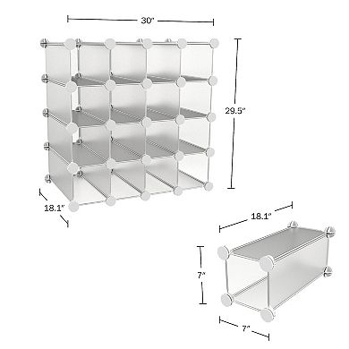 Lavish Home 16 Cube Organizer with Interlocking, Customizable & Stackable Shelving