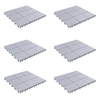 Pure Garden 6-Pack Gray Interlocking Deck Tiles