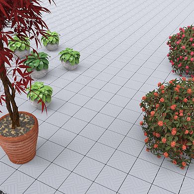 Pure Garden 6-Pack Gray Interlocking Deck Tiles