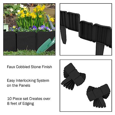 Pure Garden 10-Pack Decorative Plastic Garden Edging Stone Interlocking Lawn Stakes