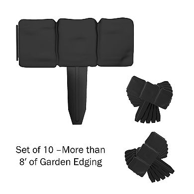 Pure Garden 10-Pack Decorative Plastic Garden Edging Stone Interlocking Lawn Stakes