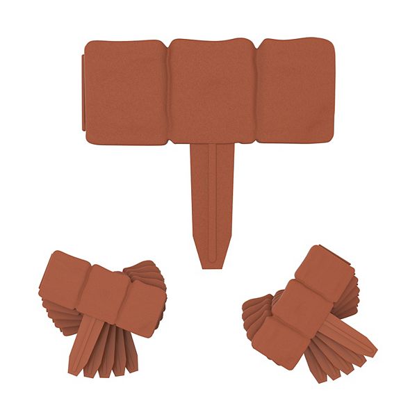 Pure Garden 10-Pack Decorative Plastic Garden Edging Stone Interlocking Lawn Stakes - Terracotta