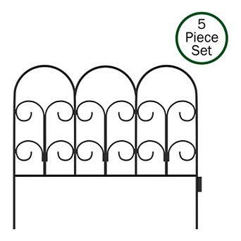 Pure Garden 5-Pack Black Metal Garden Fencing