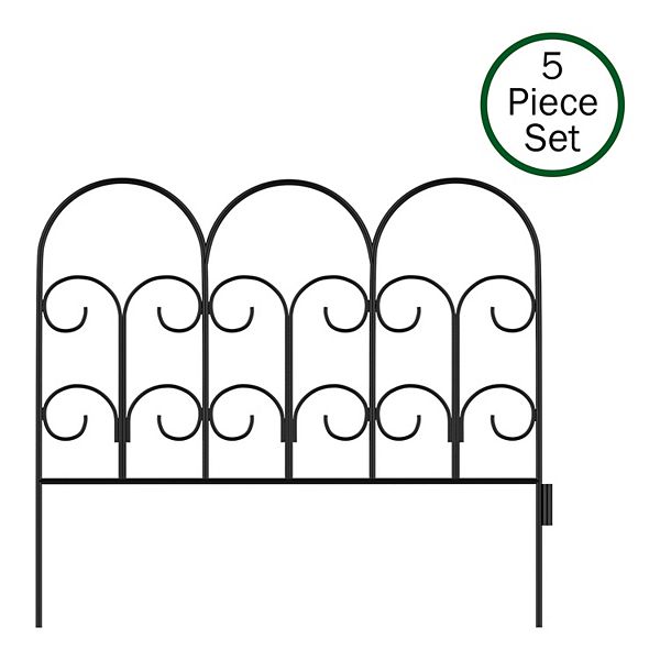 Pure Garden 5-Pack Black Metal Garden Fencing - Black