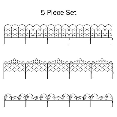 Pure Garden 5-Pack Black Metal Garden Fencing