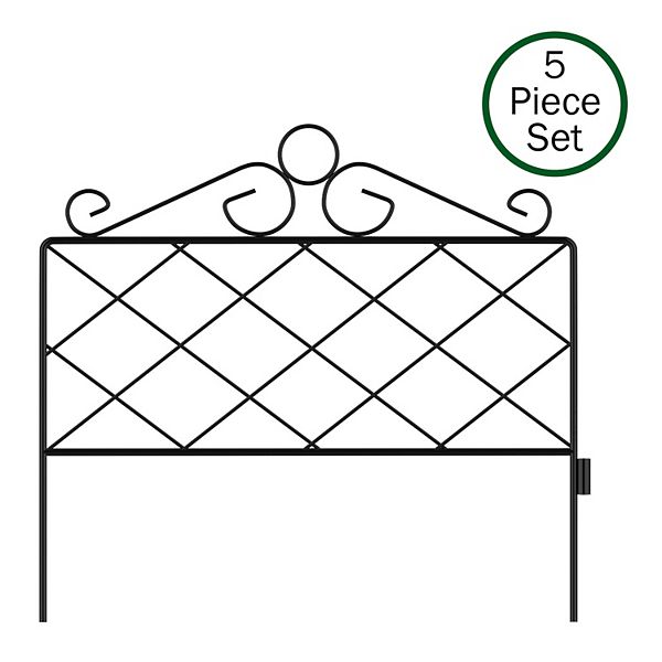 Pure Garden 5-Pack Black Metal Garden Fencing - Black