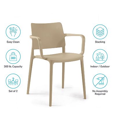 WRG Home Modern Outdoor/Indoor Stacking Patio Chairs 2-Piece Set