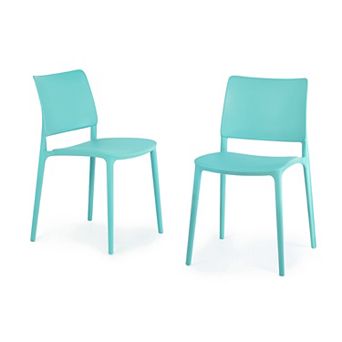 WRG Home Garden Modern Outdoor / Indoor Stacking Patio Dining Side Chair 2 pc Set