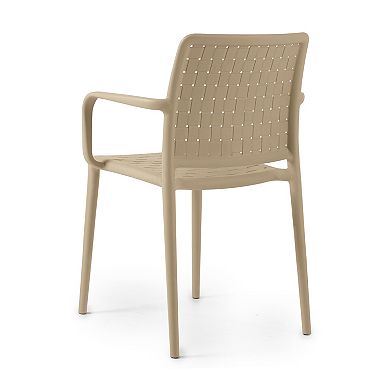 WRG Home Bari Modern Outdoor / Indoor Stacking Patio Dining Chairs 2-piece Set