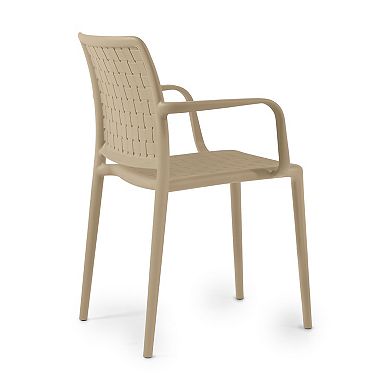 WRG Home Bari Modern Outdoor / Indoor Stacking Patio Dining Chairs 2-piece Set