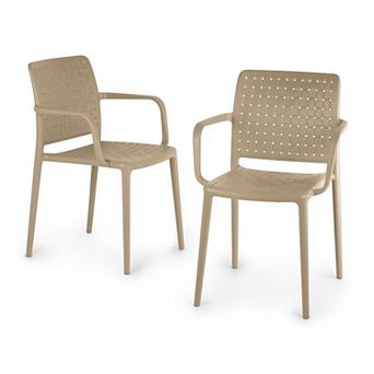 WRG Home Bari Modern Outdoor / Indoor Stacking Patio Dining Chairs 2 pc Set