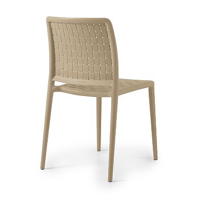 WRG Home Bari Modern Outdoor / Indoor Stacking Patio Dining Side Chair 2-piece Set