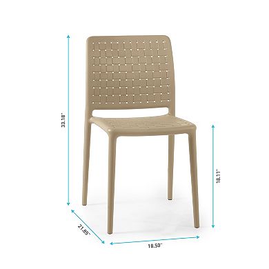 WRG Home Bari Modern Outdoor / Indoor Stacking Patio Dining Side Chair 2-piece Set