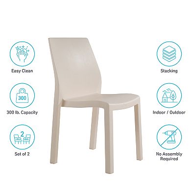 WRG Home Palma Modern Outdoor / Indoor Stacking Patio Dining Chairs 2-piece Set