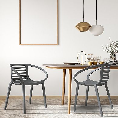 WRG Home Syracuse Modern Outdoor / Indoor Stacking Patio Dining Chairs 2-piece Set