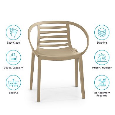 WRG Home Syracuse Modern Outdoor / Indoor Stacking Patio Dining Chairs 2-piece Set