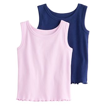 Baby & Toddler Girls Jumping Beans® 2-Pack Essential Ribbed Lettuce Edge Tank Top