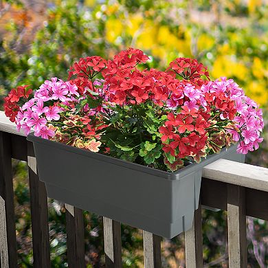 Pure Garden White Outdoor Railing Planter