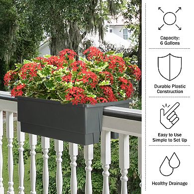Pure Garden White Outdoor Railing Planter