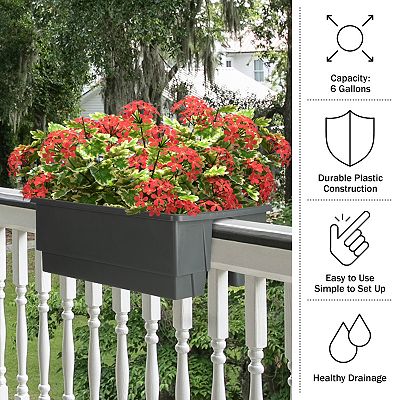 Pure Garden White Outdoor Railing Planter