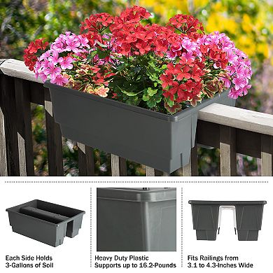 Pure Garden White Outdoor Railing Planter