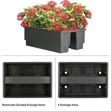 Pure Garden White Outdoor Railing Planter