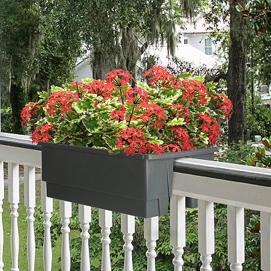 Pure Garden White Outdoor Railing Planter