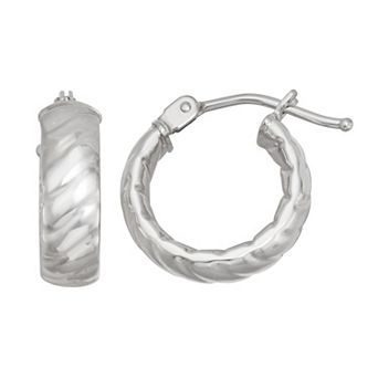 Au Naturale 14k White Gold Twist Hoop Earrings