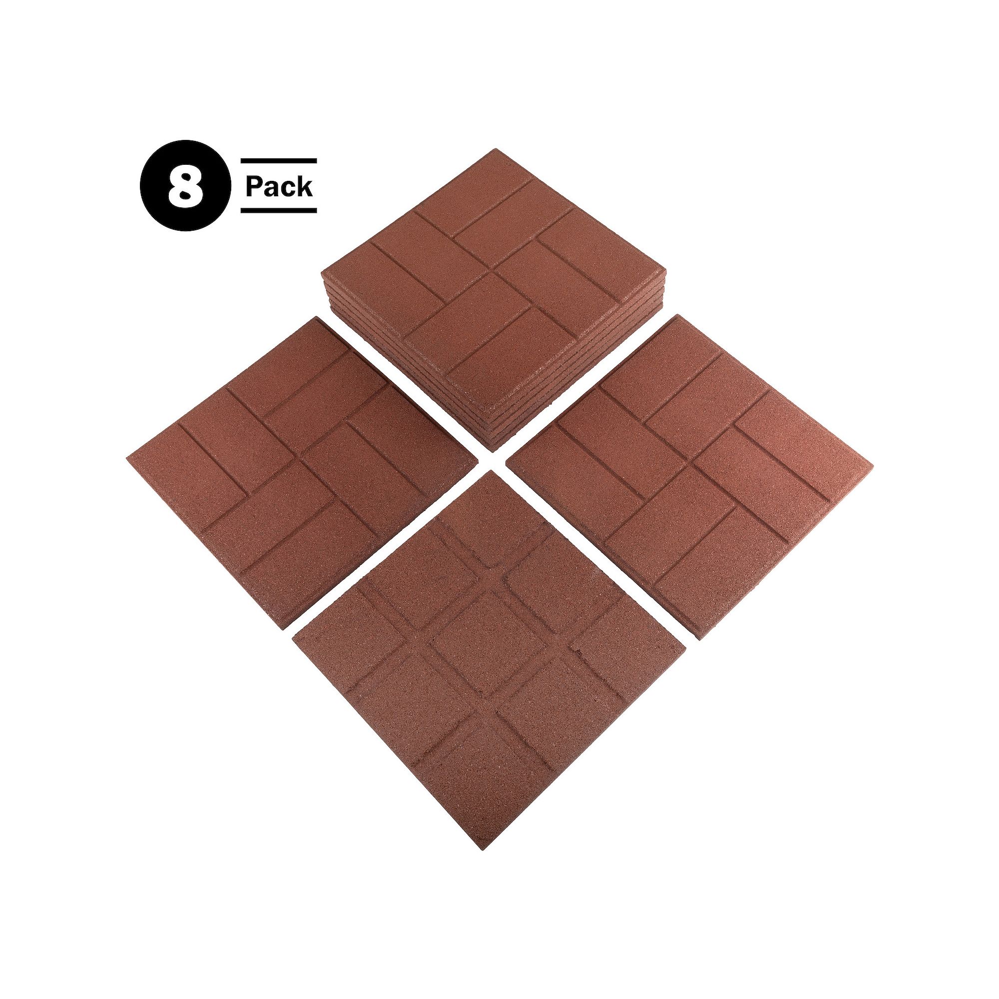 Pure Garden 8-Pack Red Rubber Deck Tiles