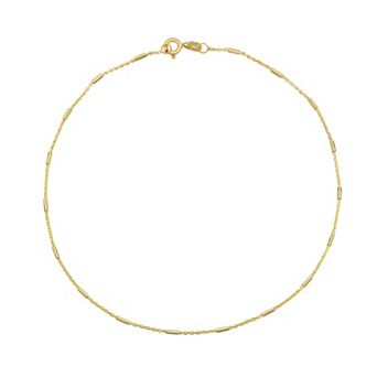 Au Naturale 14k Gold Rolo Link Tube Station Anklet