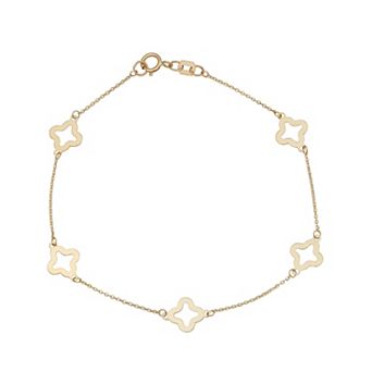 Au Naturale 14k Gold Clover Flower Station Bracelet