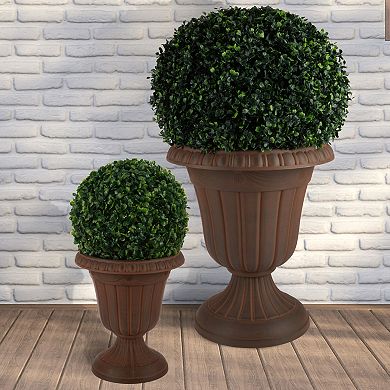 Pure Garden 2-Pack Large and Small Black Urn Planter Set