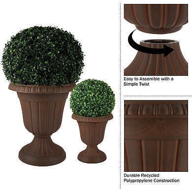 Pure Garden 2-Pack Large and Small Black Urn Planter Set