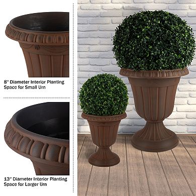 Pure Garden 2-Pack Large and Small Black Urn Planter Set