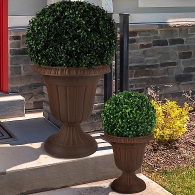 Pure Garden 2-Pack Large and Small Black Urn Planter Set